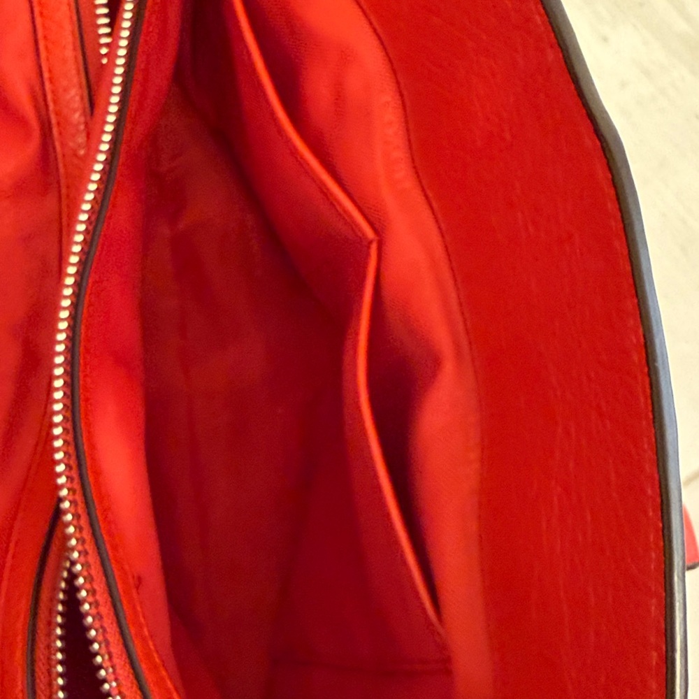 Coach Red Pebbled Leather Satchel with Adjustable Strap - Picture 9 of 16